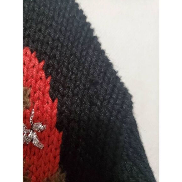 Storybook Knits Vintage Christmas Teddy Bears Ugly Cardigan V Neck Sweater - Picture 13 of 14